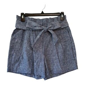 Boden Blue High Waist Paper Bag Shorts